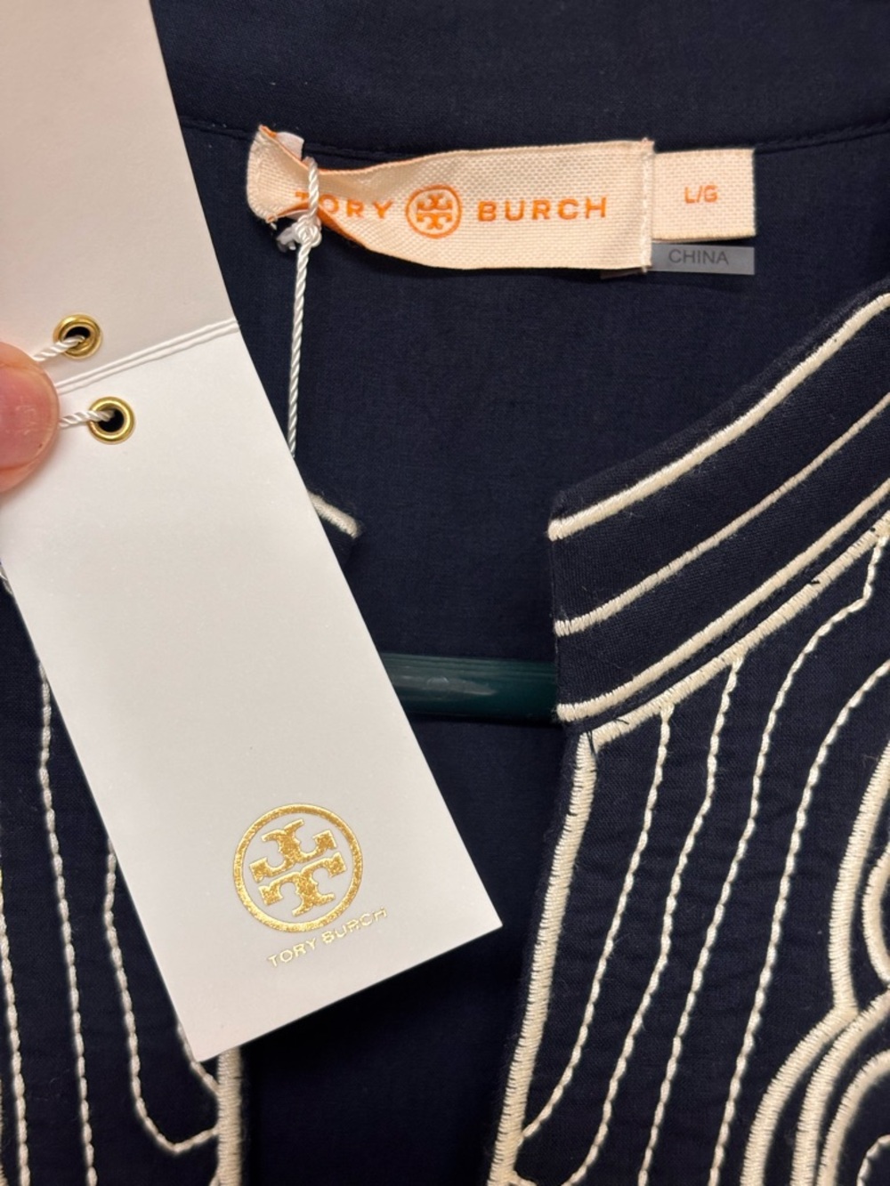 Tory Burch Dress Floral Embroidery Cotton Preppy Designer L - Picture 10 of 13